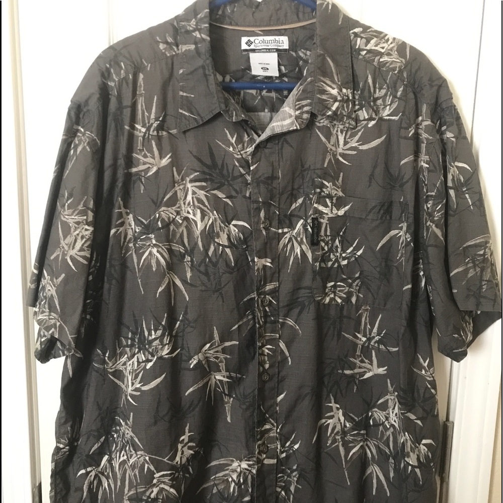 Men’s Columbia bamboo print short sleeve button up casual shirt Sz XXL chest 55”